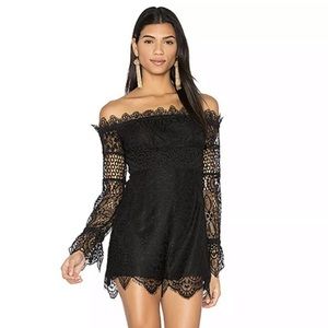 Kendall + Kylie off the shoulder lace romper.